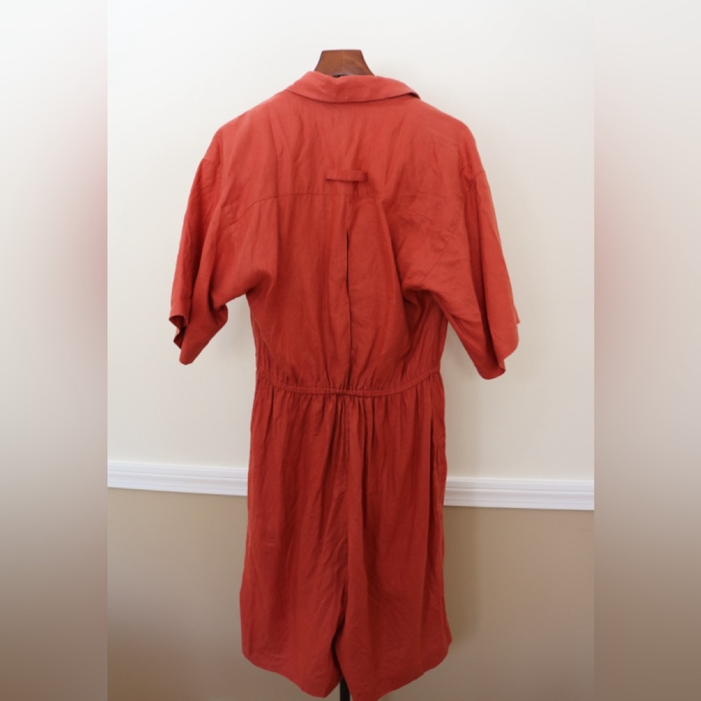 Cozy 100% Linen One Piece Romper in Warm Rust Vintage Bill Geoffrey’s